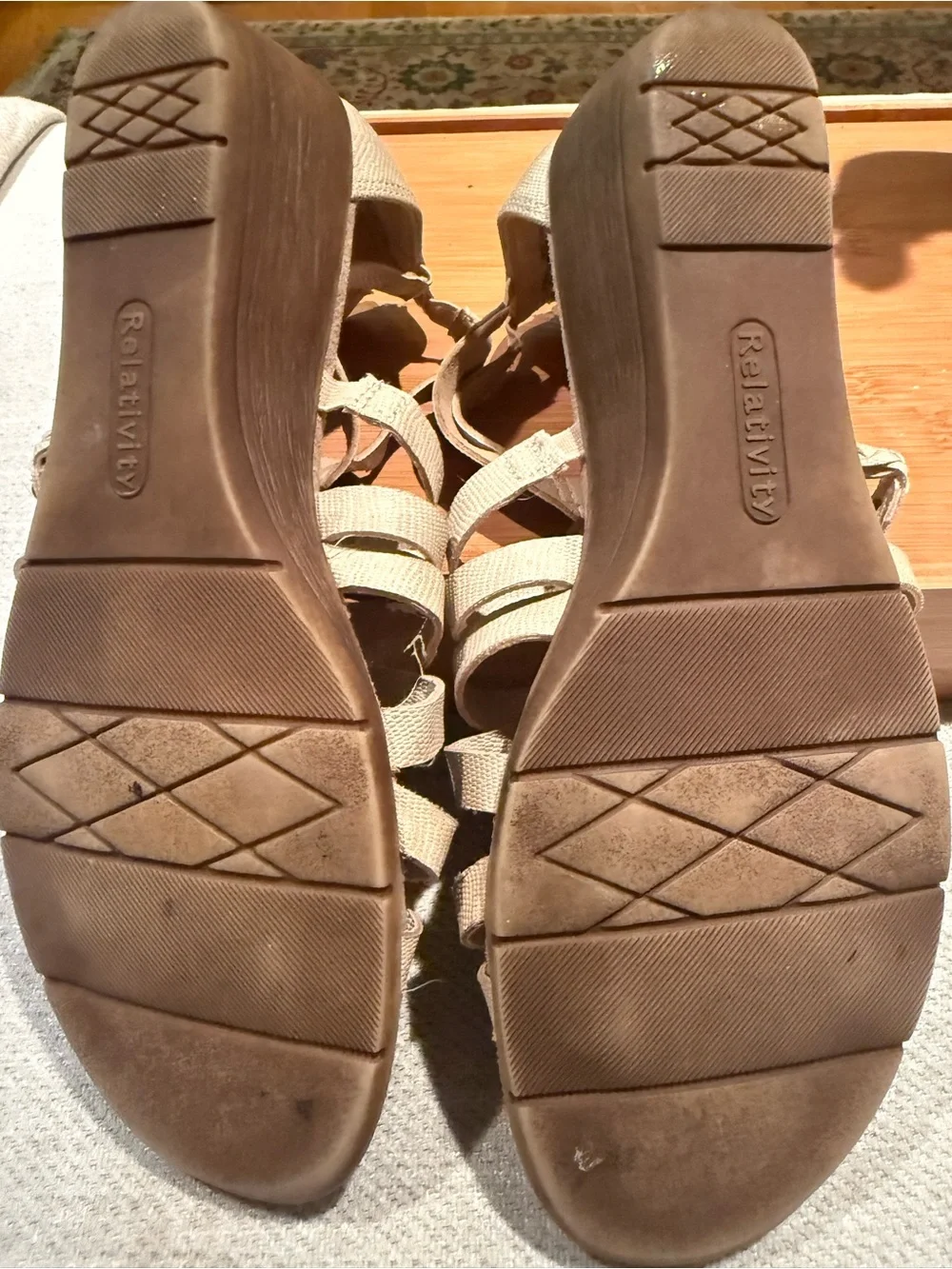 Relativity Women's Strappy Wedge Sandals in Beige - Comfort Casual